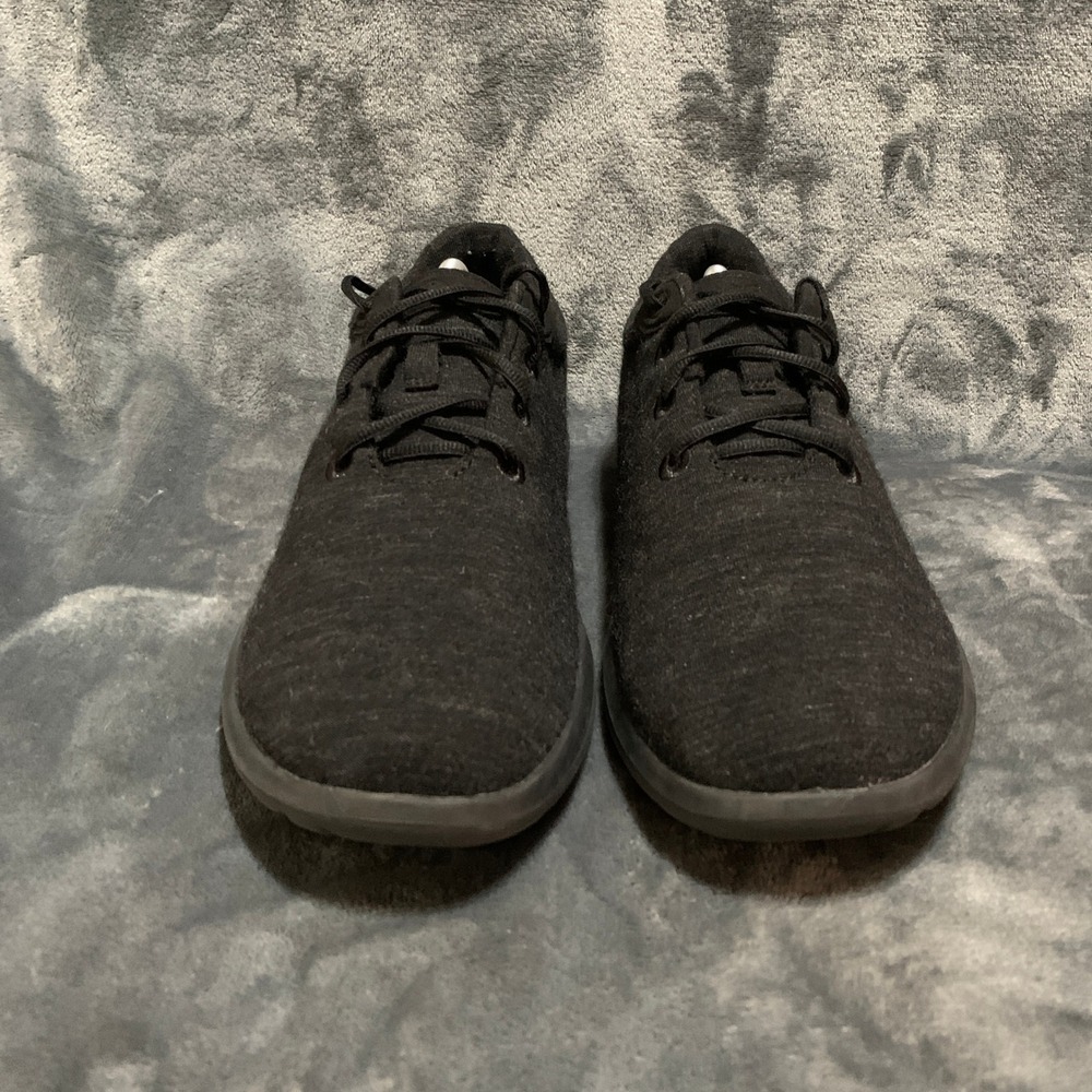 Merinos Mens Wool Sneakers Black Lace Up Walking Shoes Size 12W Wide EU 46